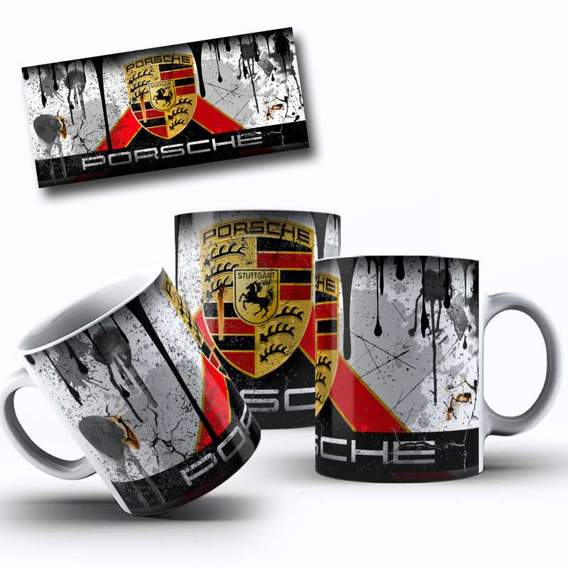 Arte Para Caneca Porsche Logo Estilo Grunge 54