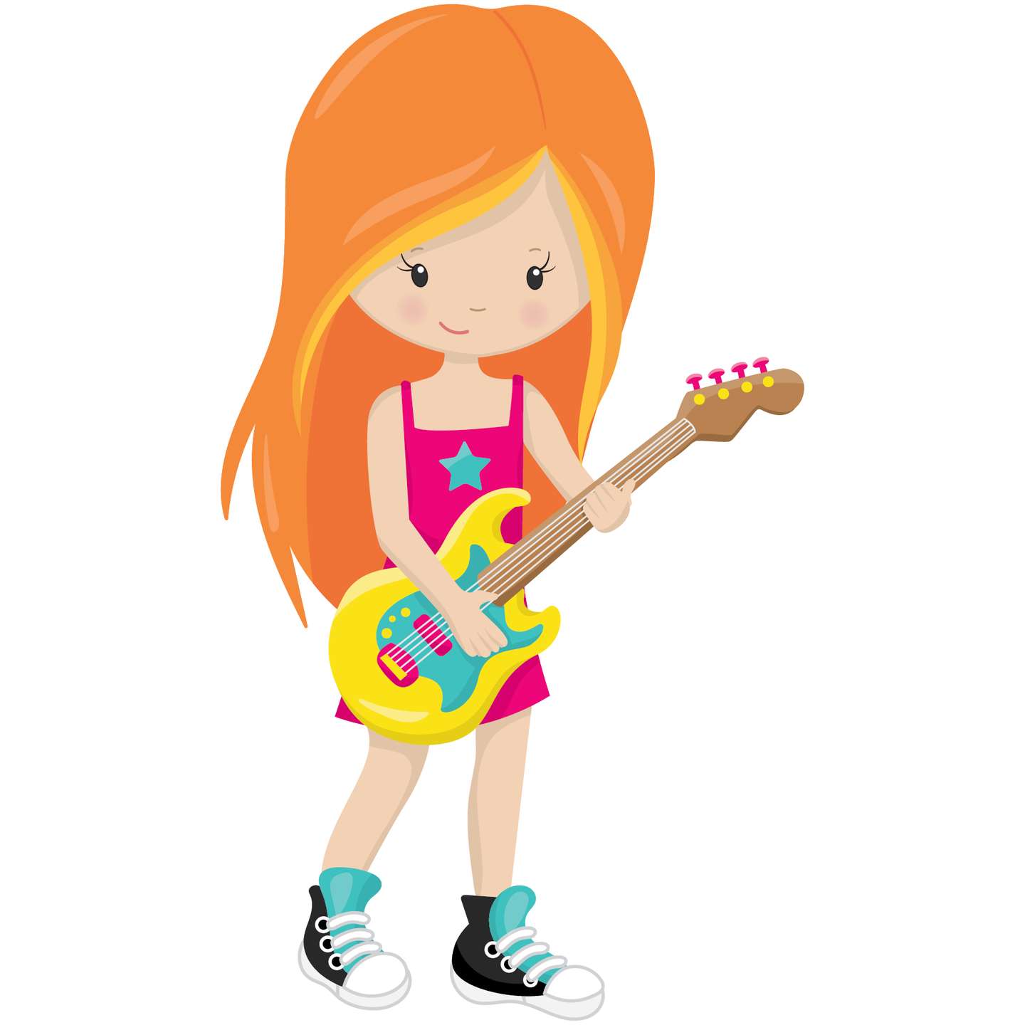 Menina Artista Com Guitarra Música Png Grátis Para Baixar Vetor