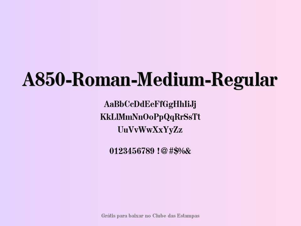 Fonte A850 Roman Medium Regular Grátis Para Baixar