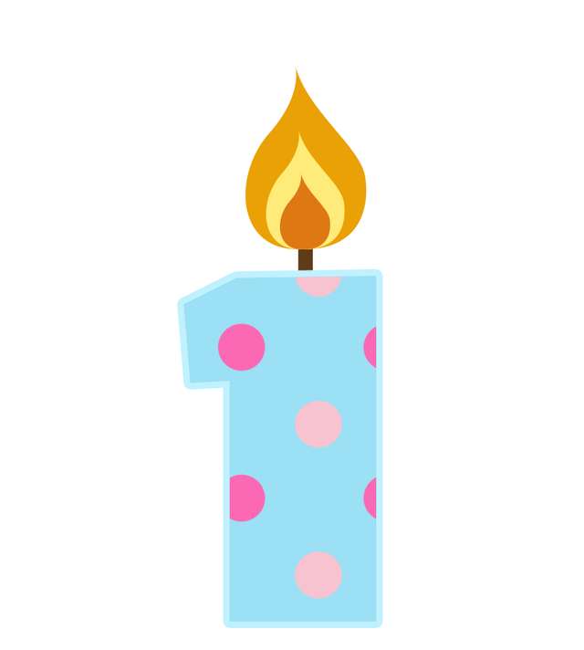 Elemento Numero Vela Aniversário Vela 1 Um Ano Png