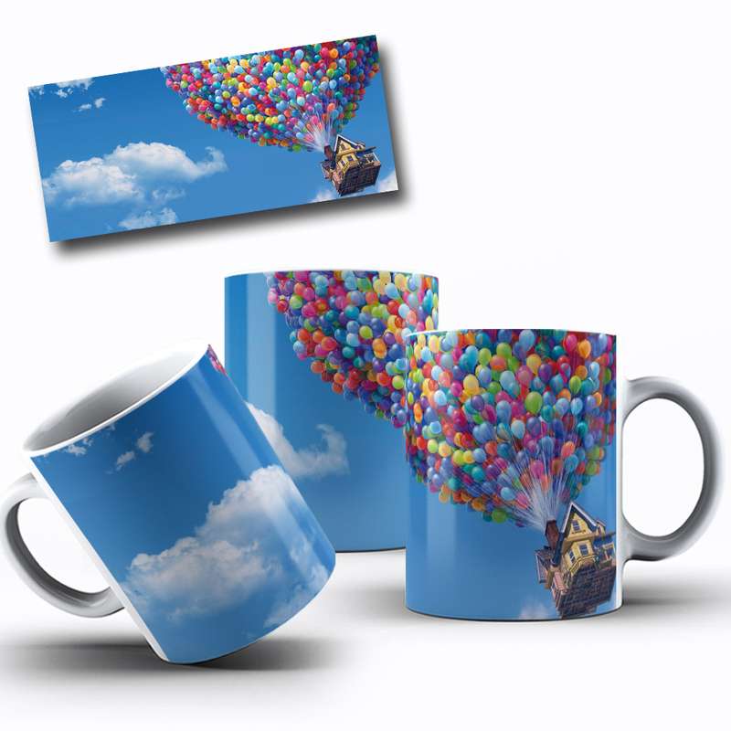 Arte Para Caneca Up Casa Balões Cartoon 18