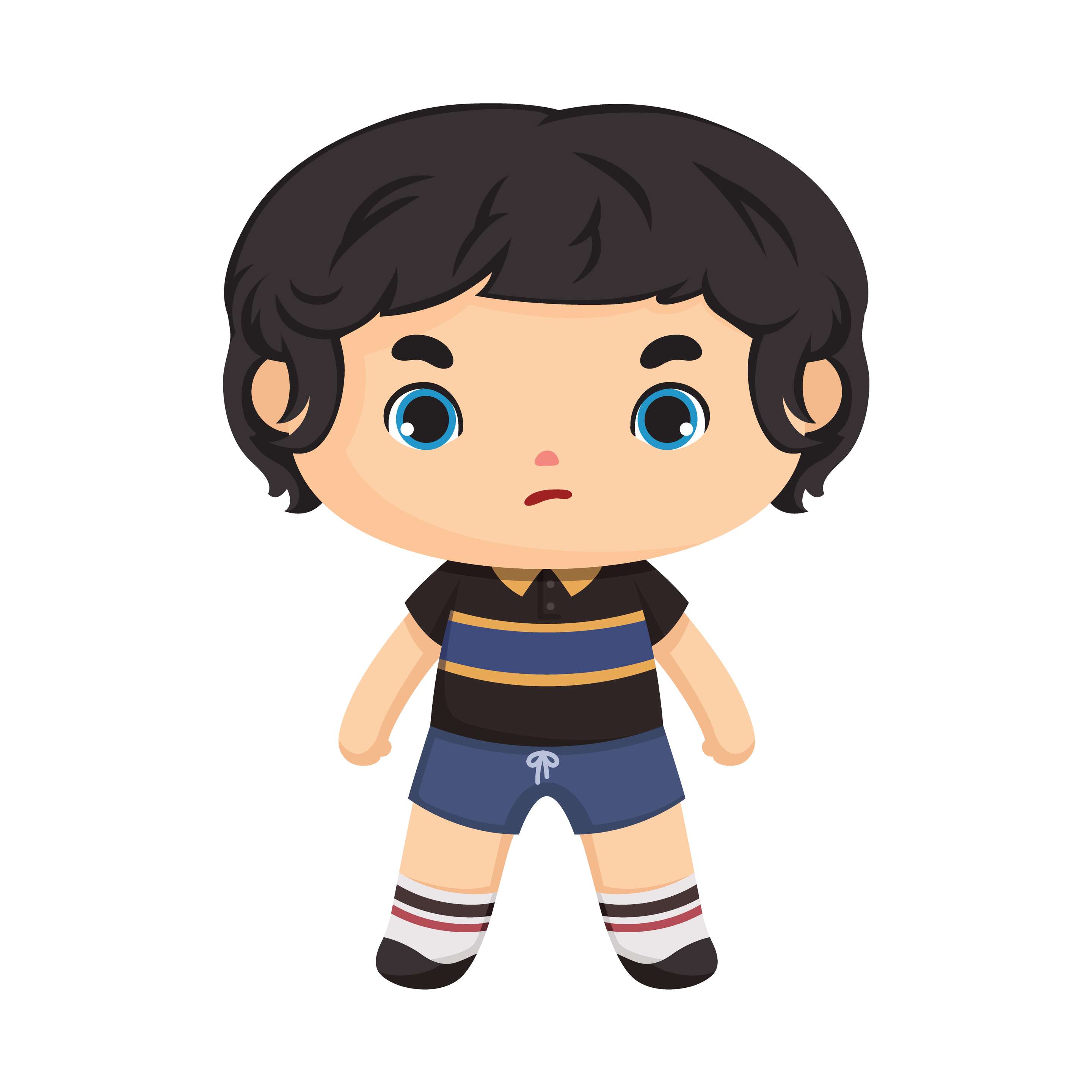 Menino Cartoon De Cabelos Escuros Personagem Png Grátis Para Baixar