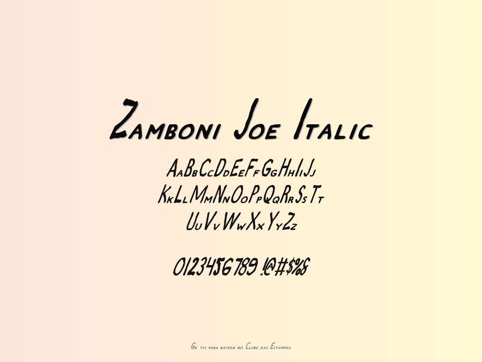 Fonte Zamboni Joe Italic Grátis Para Baixar
