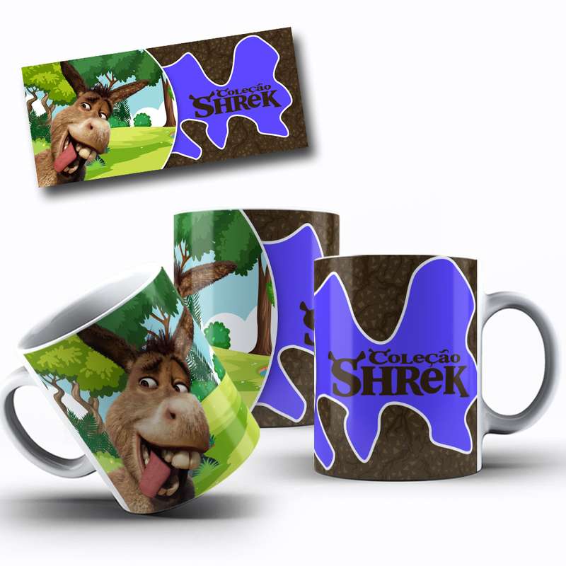 Arte Para Caneca Shrek Donkey Cartoon 1