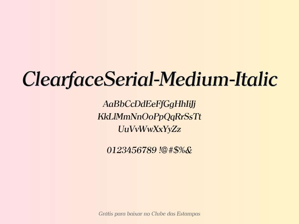 Fonte Clearfaceserial Medium Italic Grátis Para Baixar