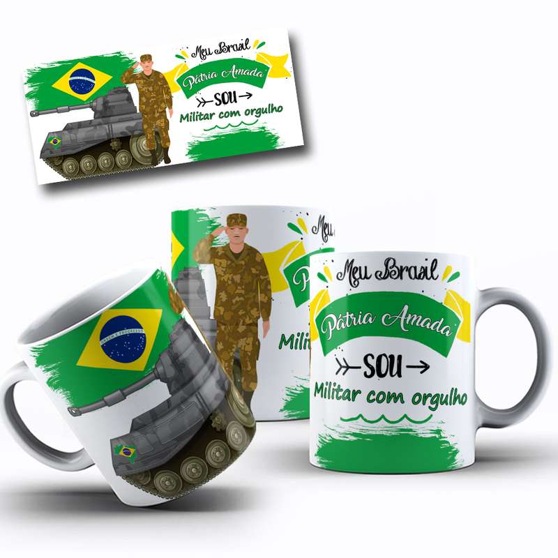 Arte Para Caneca Meu Brasil, Patria Amada, Militar Com Orgulho 3
