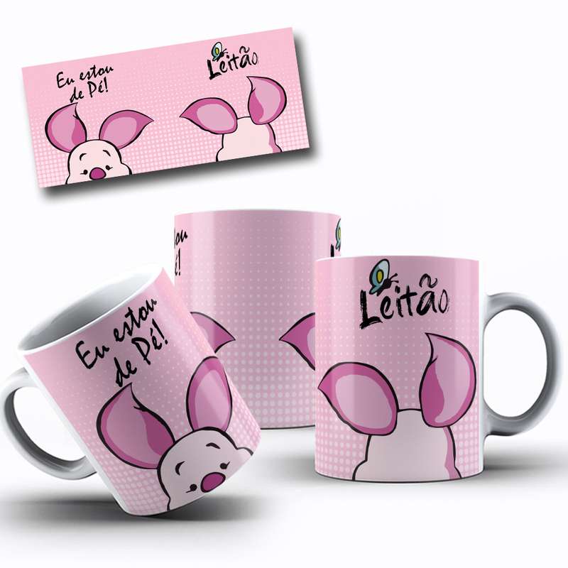 Arte Para Caneca Leitão Personagem Cartoon 20
