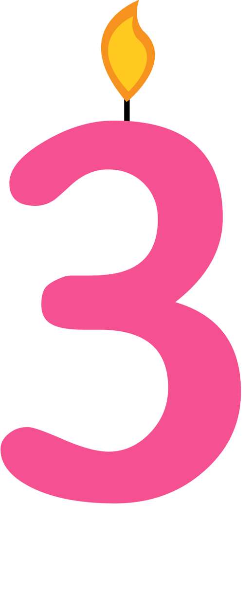 Elemento Numeral Aniversário Vela 3 Três Anos (5)