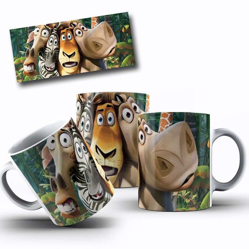 Arte Para Caneca Madagascar Personagens Cartoon 4