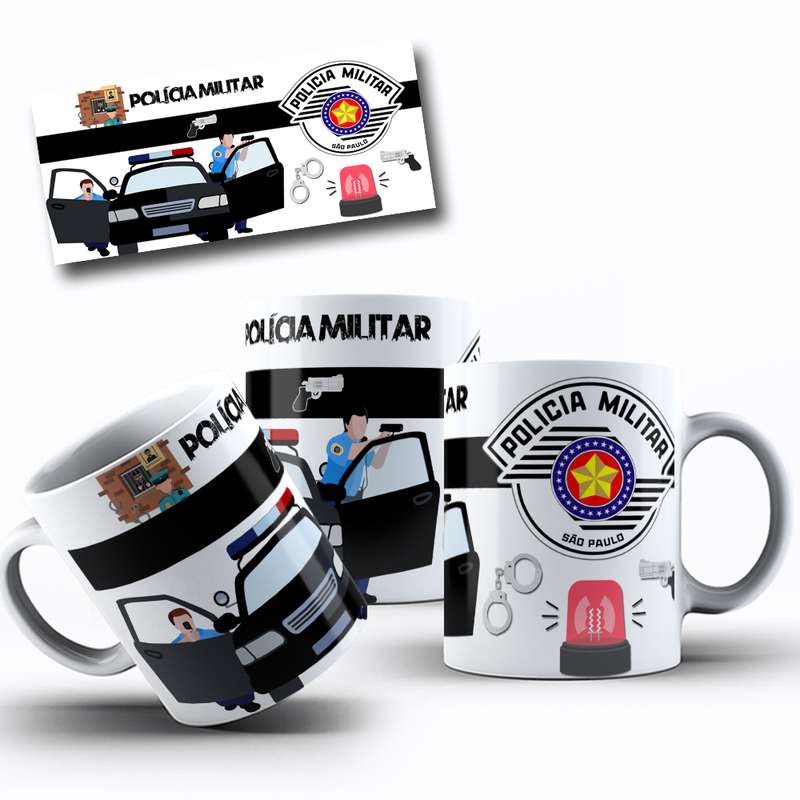 Arte Para Caneca Policia Militar Personagens Serie Estilo Cartoon 1