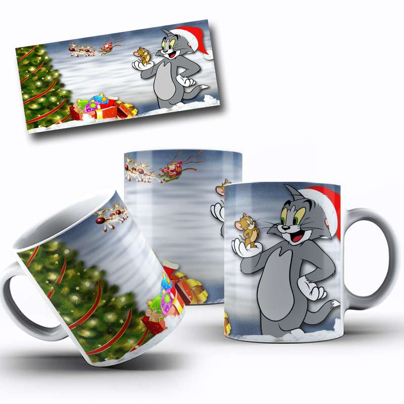 Arte Para Caneca Tom E Jerry Natal Cartoon 23
