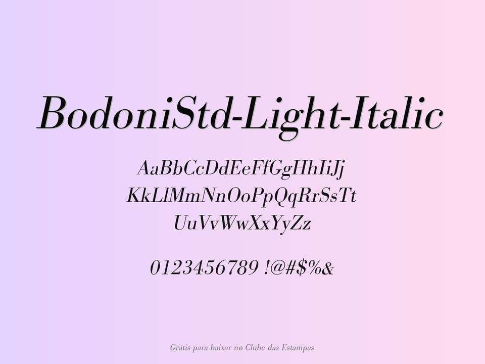 Fonte Bodonistd Light Italic Grátis Para Baixar