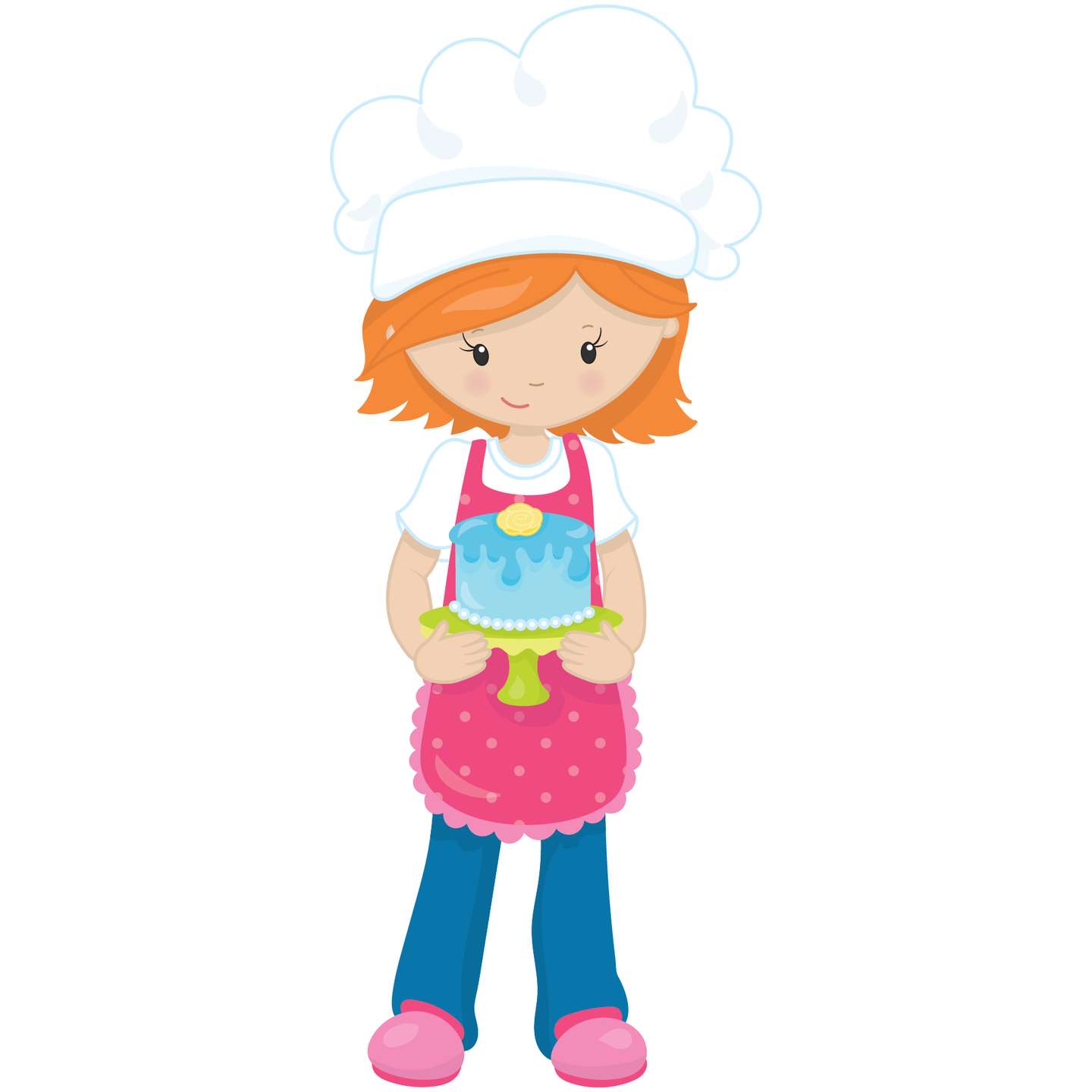 Menina Confeiteira Com Bolo Azul Confeitaria Png Grátis Para Baixar
