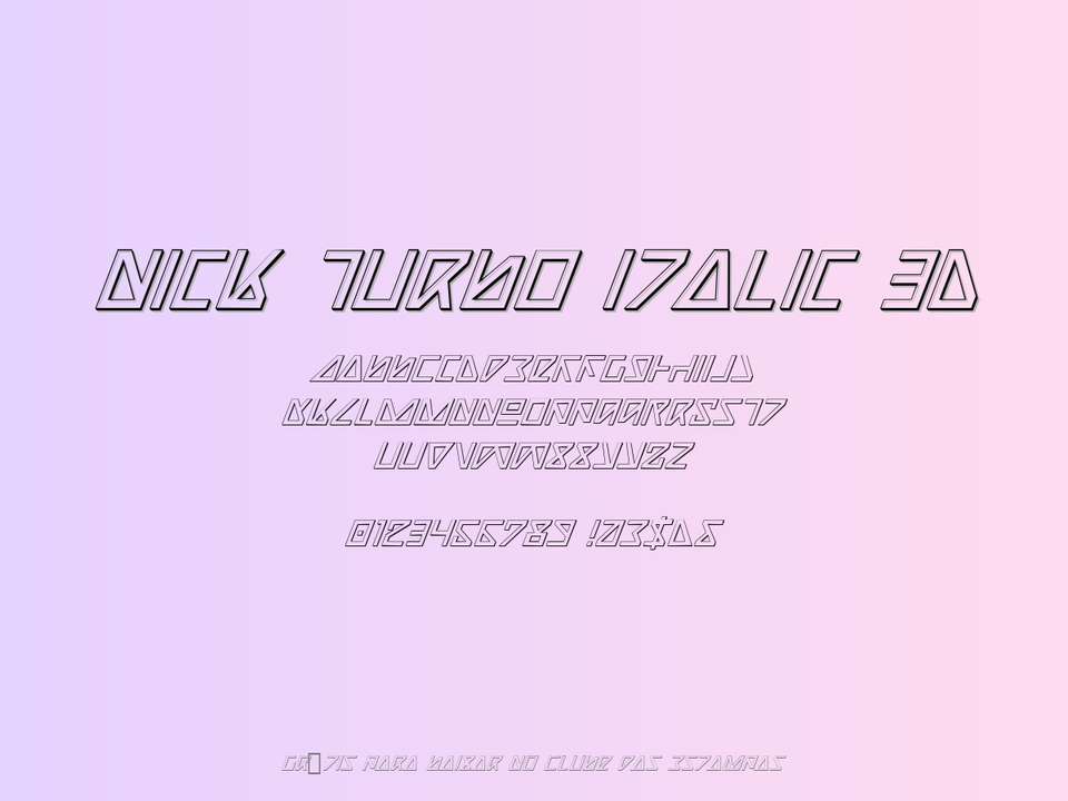 Fonte Nick Turbo Italic 3d Grátis Para Baixar