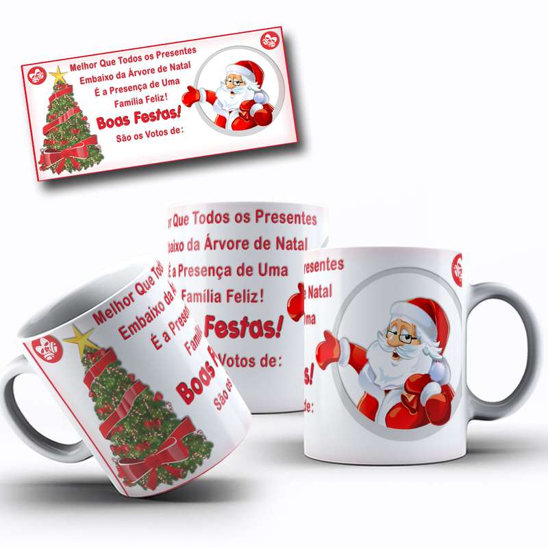 Arte Para Caneca Boas Festas Natal Santa Claus 60