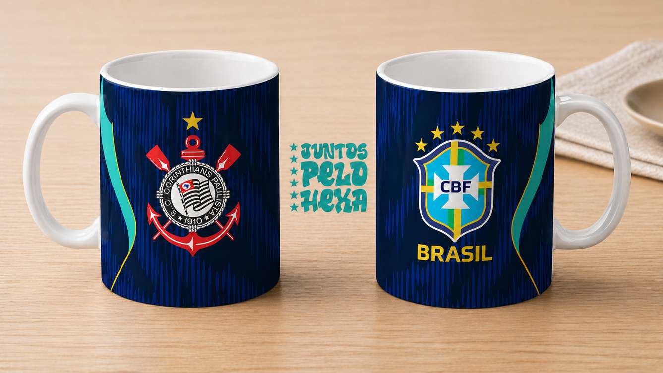Arte Para Caneca Seleção Brasileira Corinthians Brasil Futebol 1 (2)