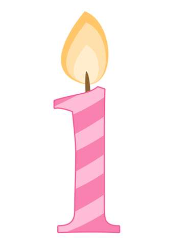 Elemento Numeral Aniversário Vela 1 Um Anos (3)