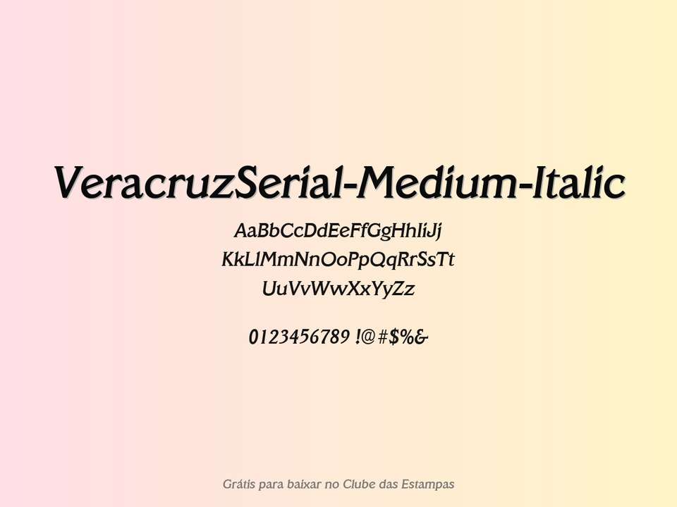 Fonte Veracruzserial Medium Italic Grátis Para Baixar