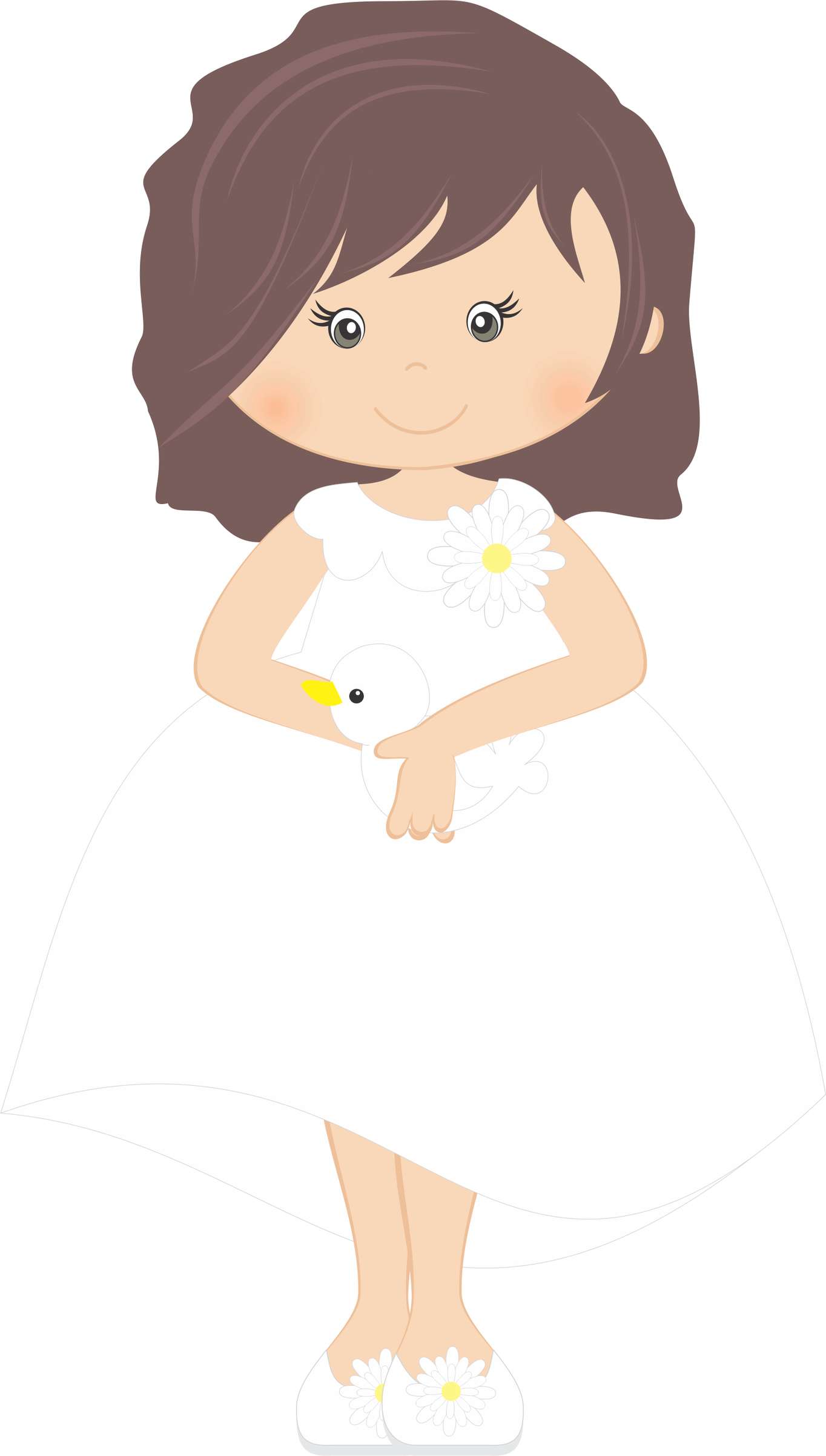 Menina Com Pintinho E Flores Infantil Png Grátis Para Baixar