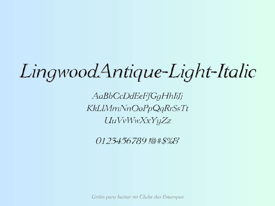 Fonte Lingwoodantique Light Italic Grátis Para Baixar