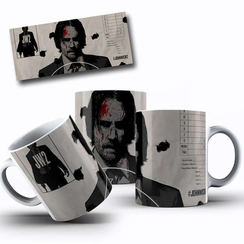 Arte Para Caneca John Wick 2 Personagem Estilo Realista 5