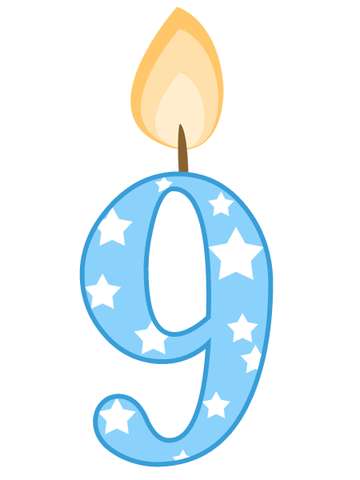Elemento Numeral Aniversário Vela 9 Nove Anos (2)