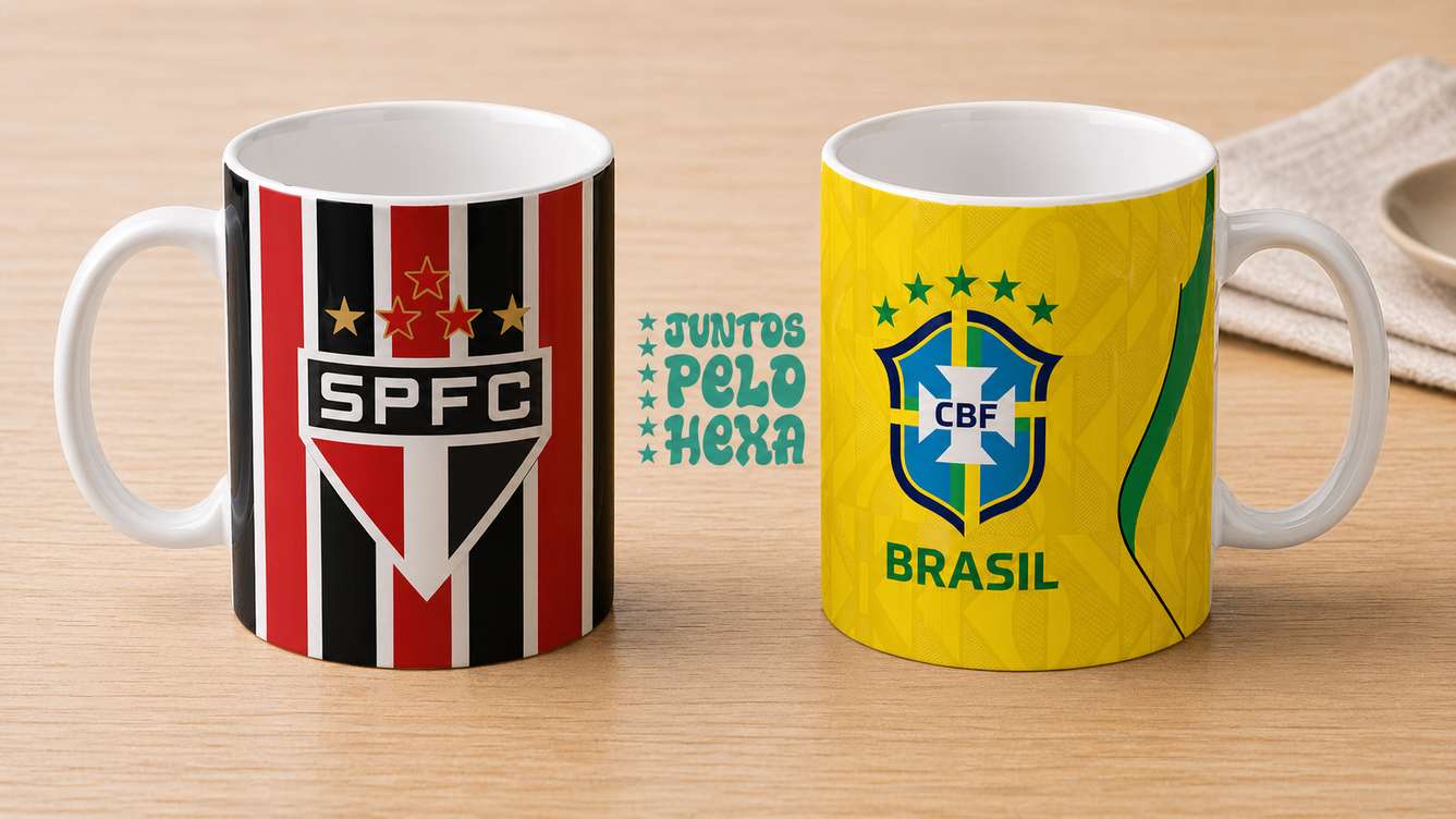 Arte Para Caneca Seleção Brasileira São Paulo Fc, Brasil, Escudo 1