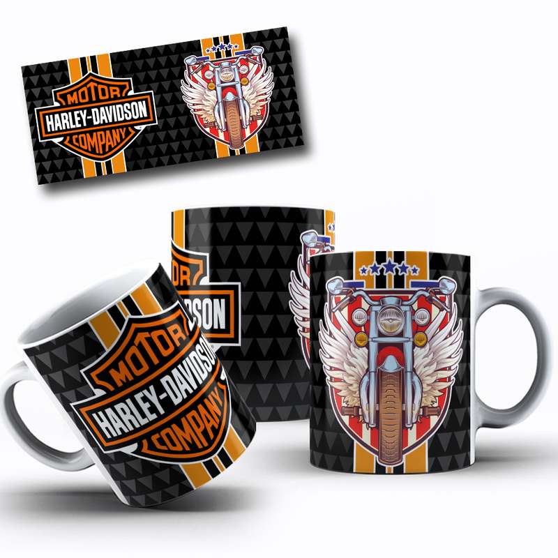 Arte Para Caneca Harley Davidson Moto Logotipo 1