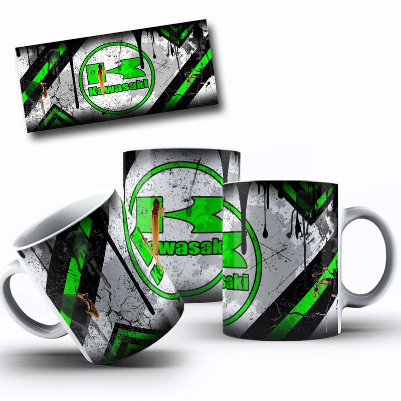 Arte Para Caneca Kawasaki Logotipo Estilo Grunge 48