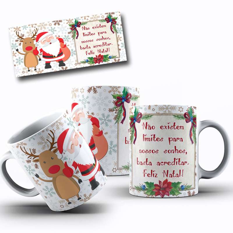 Arte Para Caneca Santa Claus Renas Natal 20