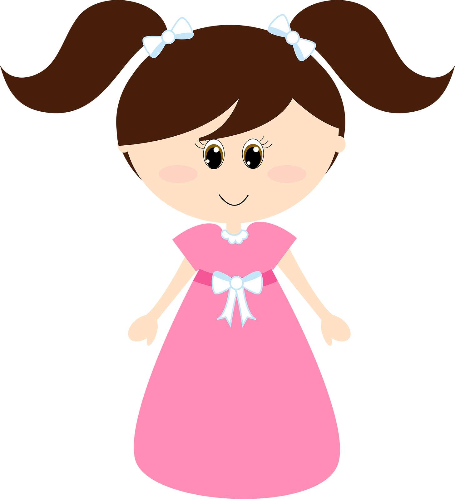 Menina Com Vestido Rosa Personagem Png Grátis Para Baixar