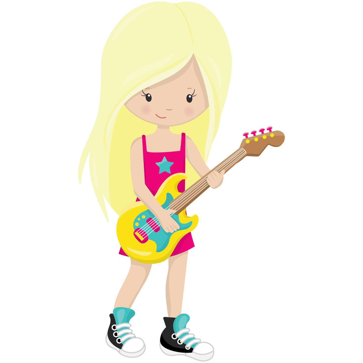 Menina Loira Com Guitarra Música Png Grátis Para Baixar