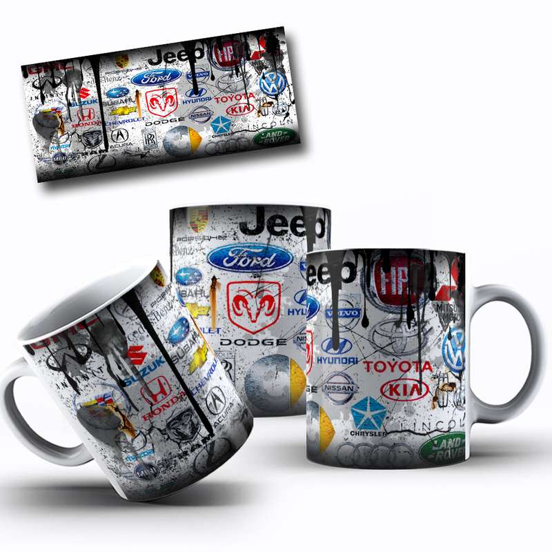 Arte Para Caneca Logos De Veículos Estilo Realista 51
