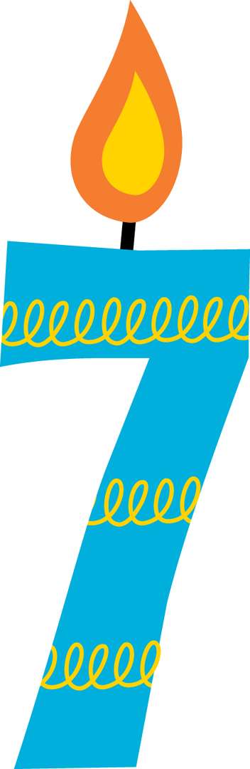 Elemento Numeral Aniversário Vela 7 Sete Anos (7)