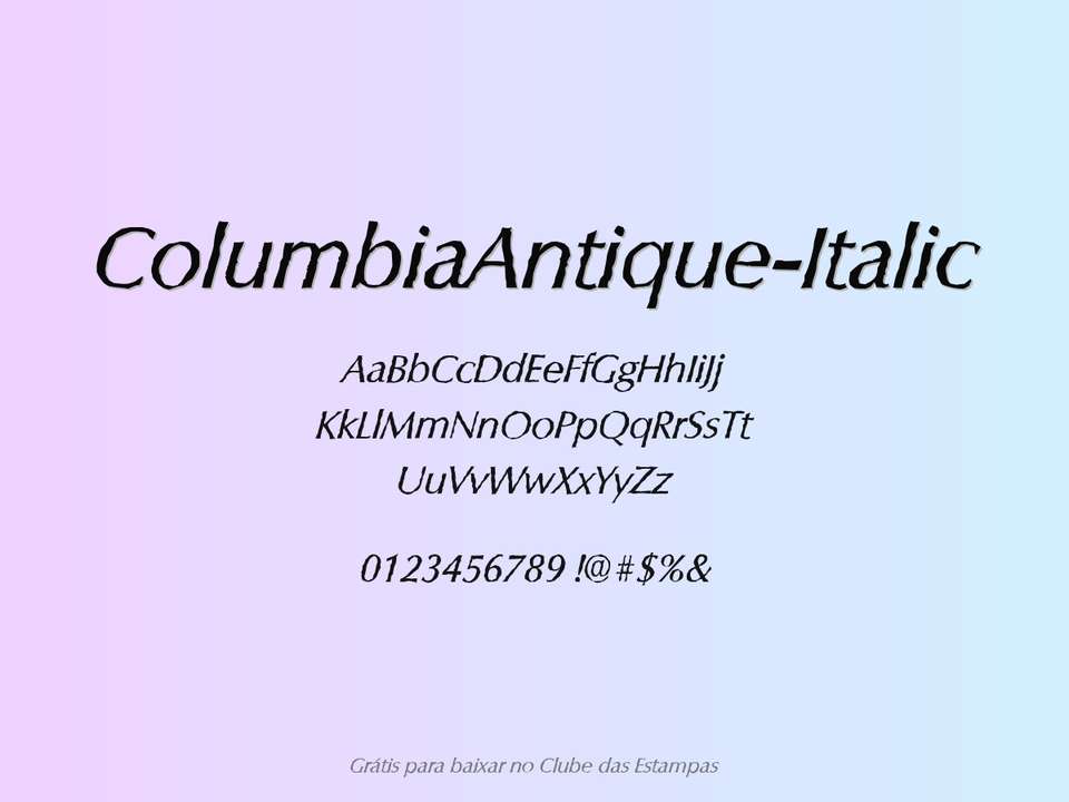 Fonte Columbiaantique Italic Grátis Para Baixar