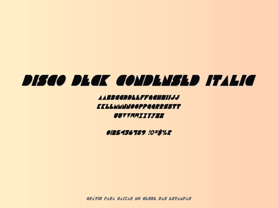 Fonte Disco Deck Condensed Italic Grátis Para Baixar