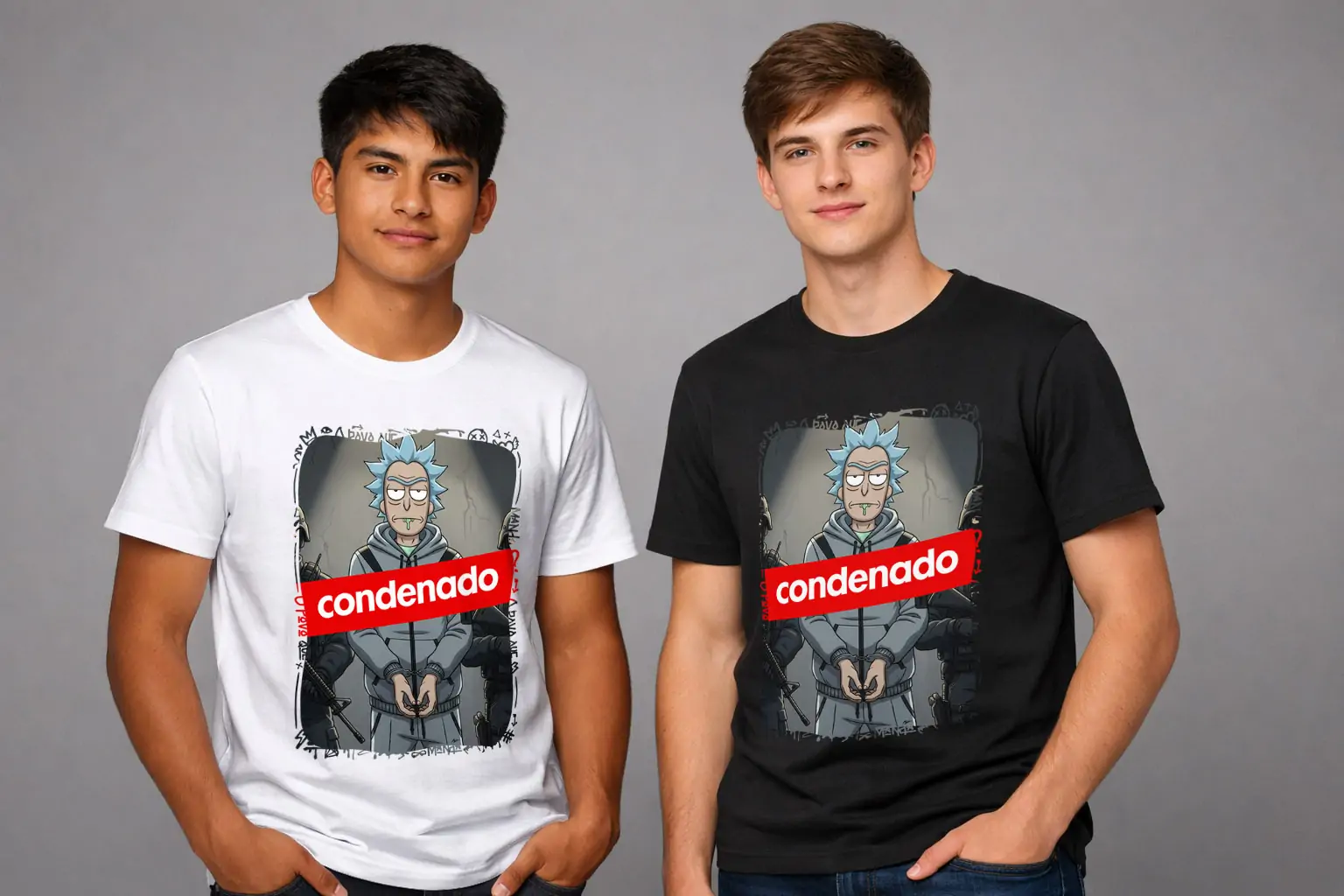 Arte polemica rick and morty condenado para camiseta