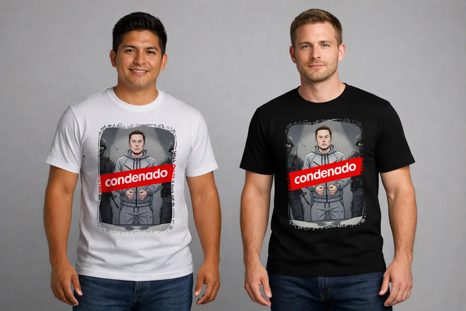 Arte polemica elon musk condenado para camiseta