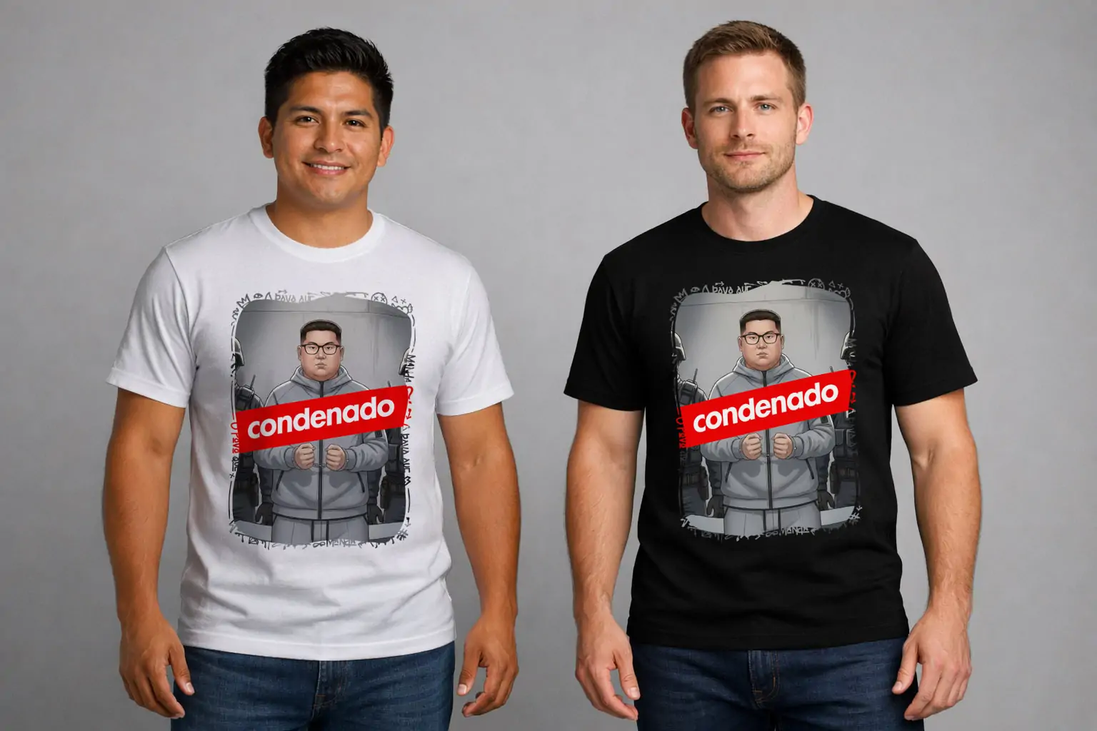 Arte polemica Kim Jong-un condenado para camiseta