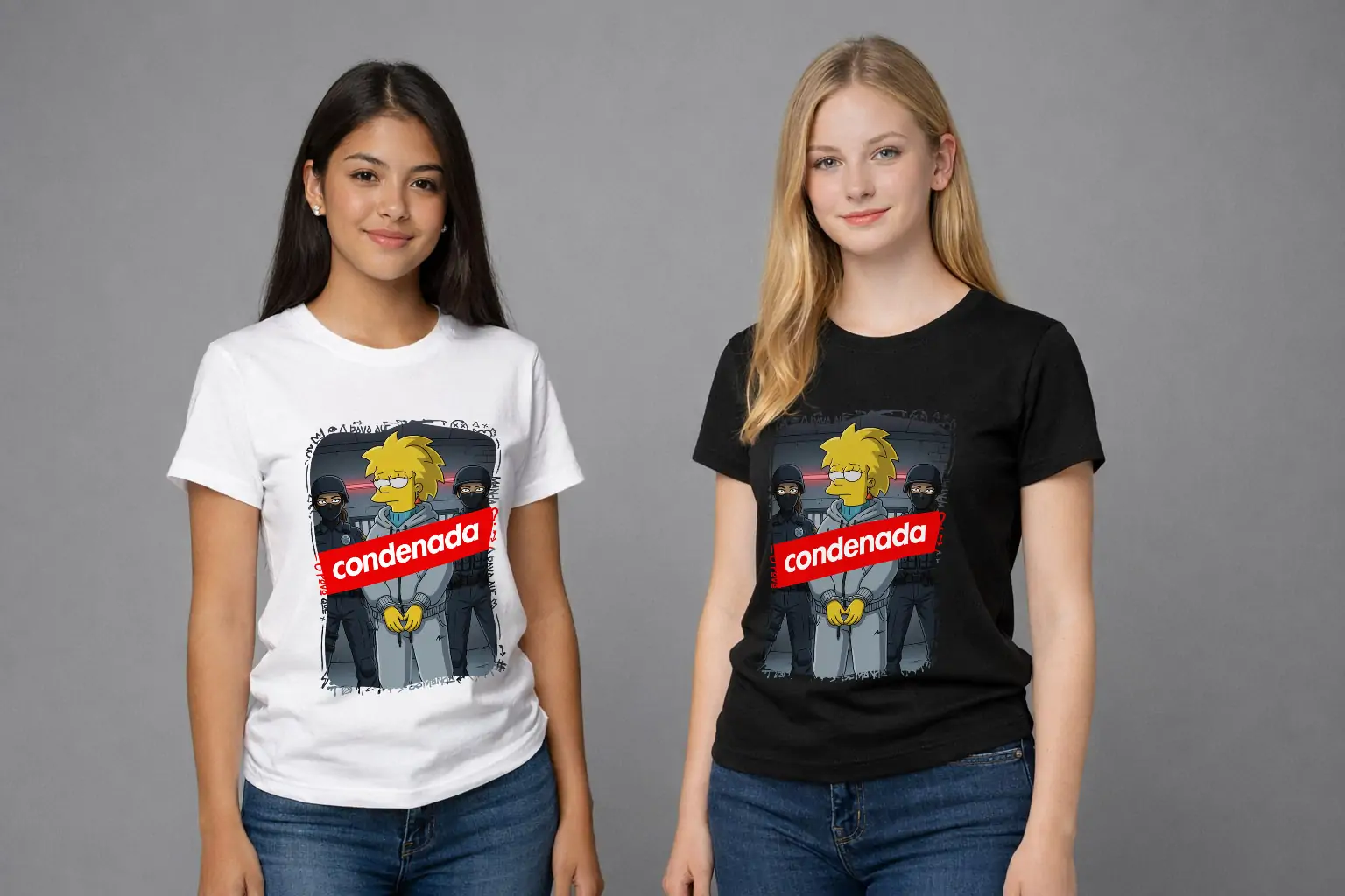 Arte polemica maggie simpsons condenada para camiseta