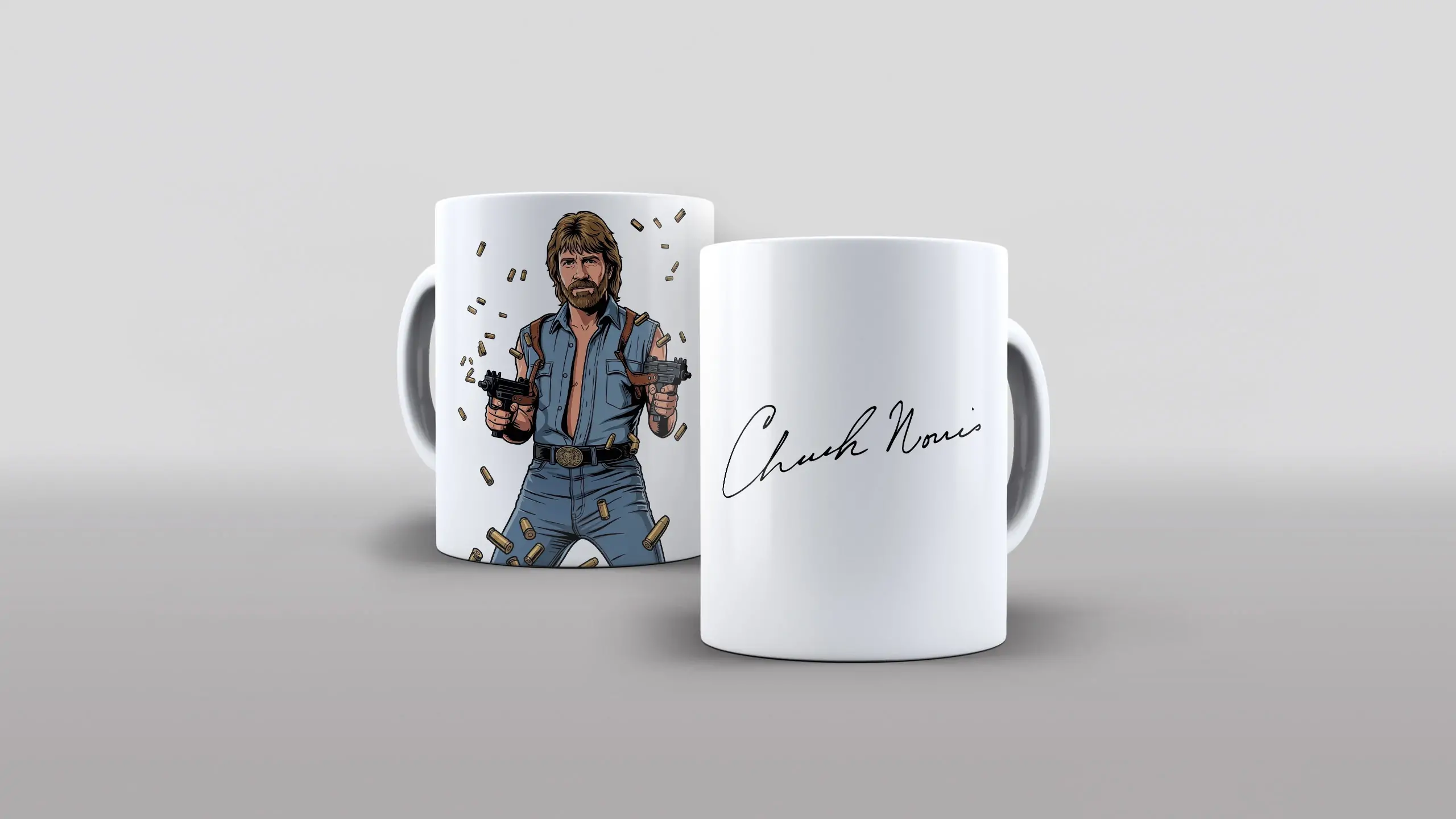 Arte homenagem Chuck Norris autografo assinatura para caneca
