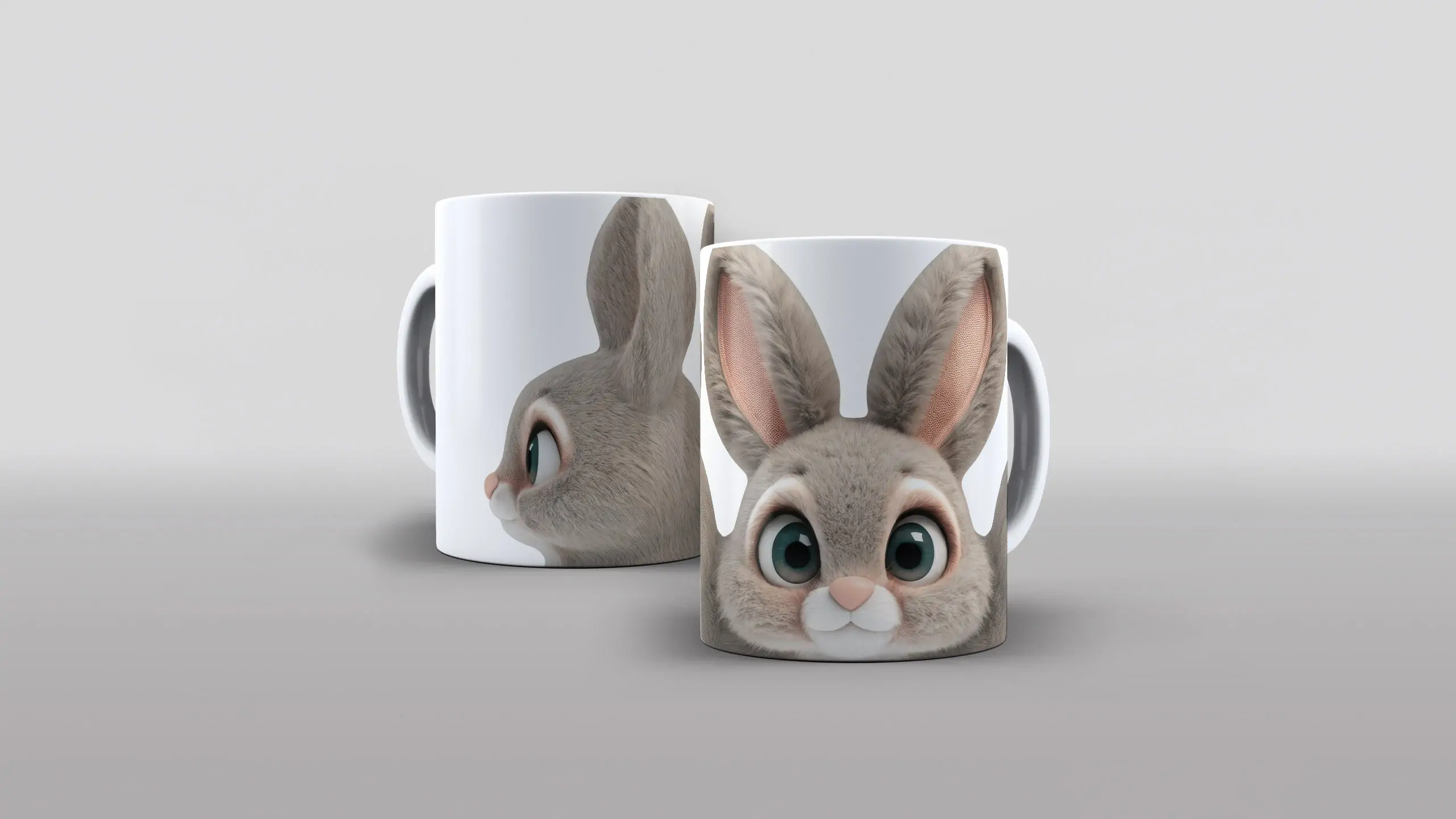 Arte Cabeça textura 3d Coelho fofo da páscoa para caneca