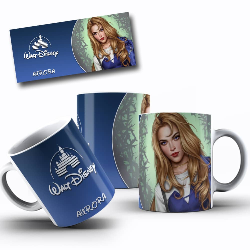 Arte de caneca Princesa Aurora Descolada