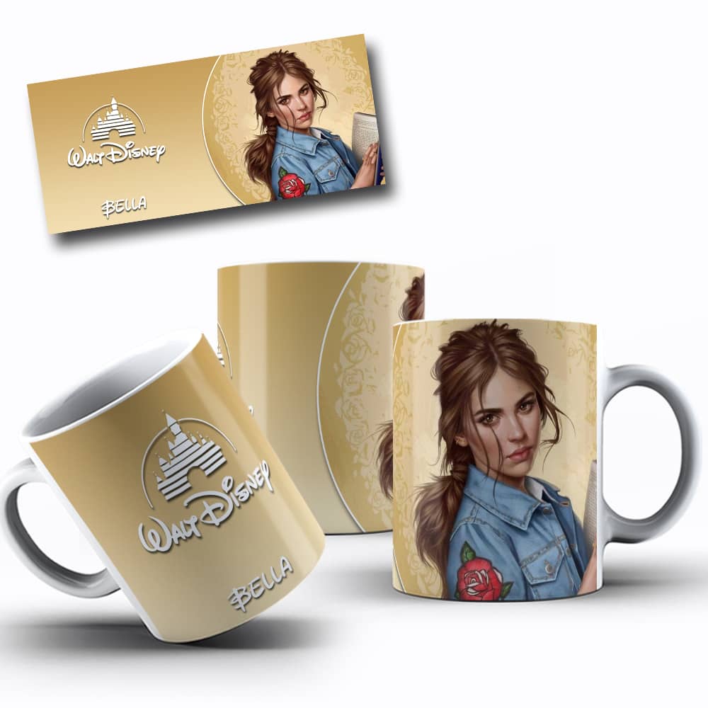 Arte de caneca Princesa Bella Descolada