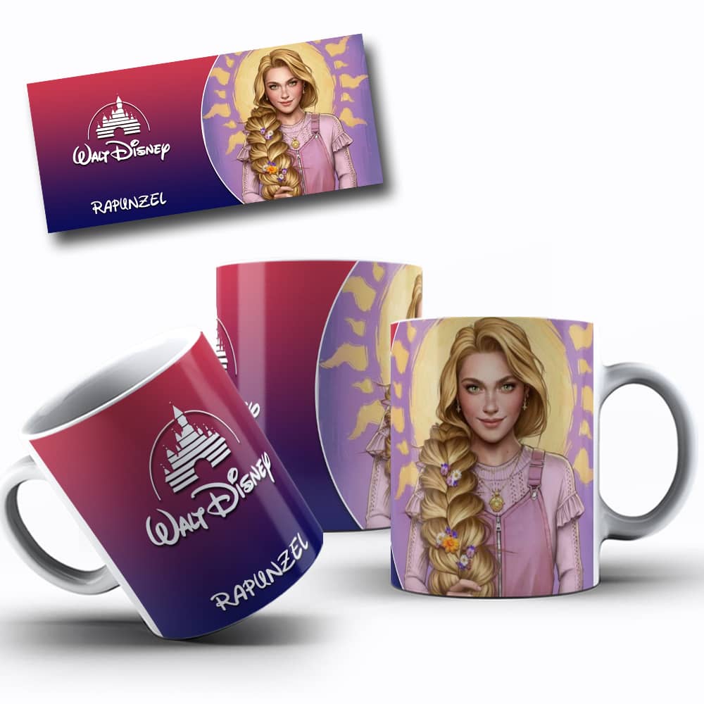 Arte de caneca Princesa Rapunzel Descolada
