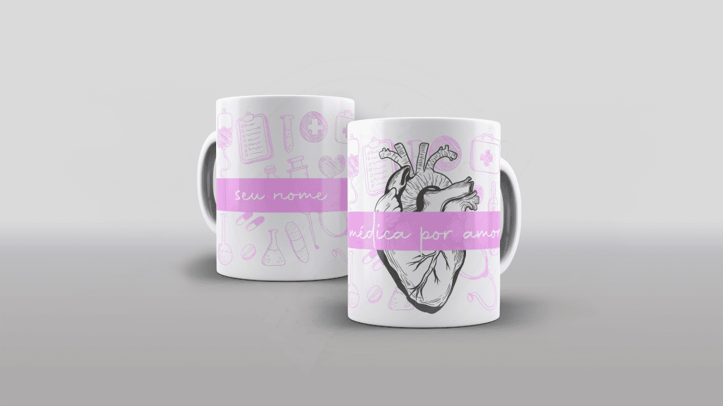 ARTE PARA CANECA MÉDICA POR AMOR COM NOME-390