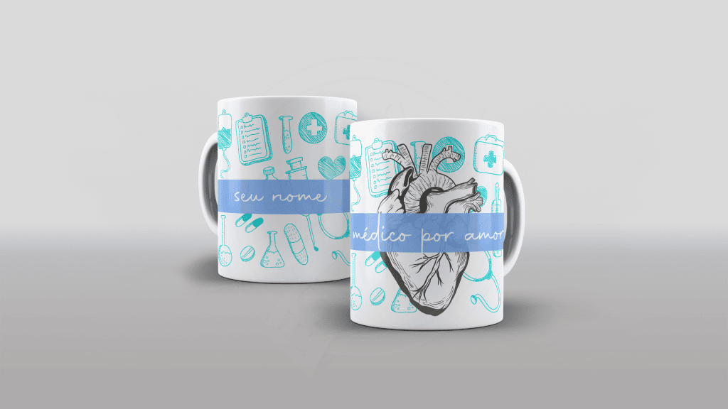 ARTE PARA CANECA MÉDICO POR AMOR COM NOME-391