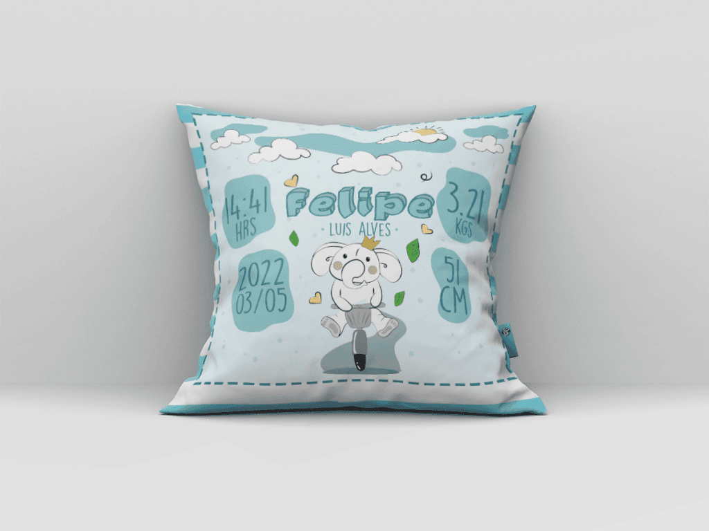 ARTE PARA ALMOFADA - ELEFANTINHO (RECÉM NASCIDO)-413