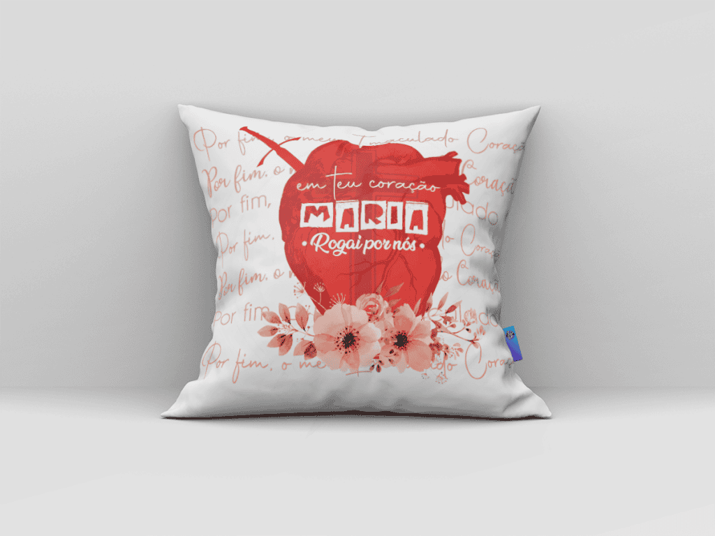 ARTE ALMOFADA - EM TEU CORAÇÃO MARIA, ROGAI POR NÓS-446