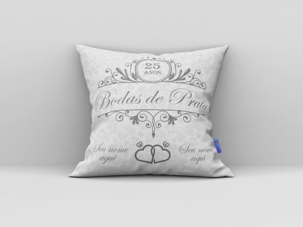 ARTE PARA ALMOFADA - BODAS DE PRATA - 25 ANOS - ALIANÇA CORAÇÃO-457